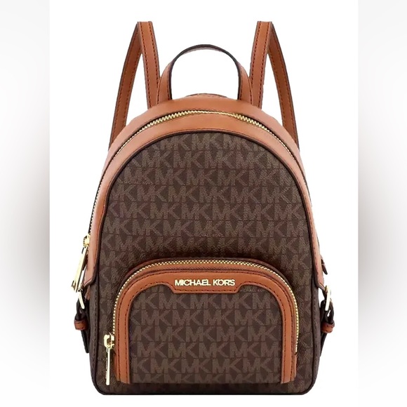 MICHAEL KORS JAYCEE XS BACKPACK MK SIGNATURE CONVERTIBLE SHOULDER BAG $398 Brown - Picture 1 of 6
